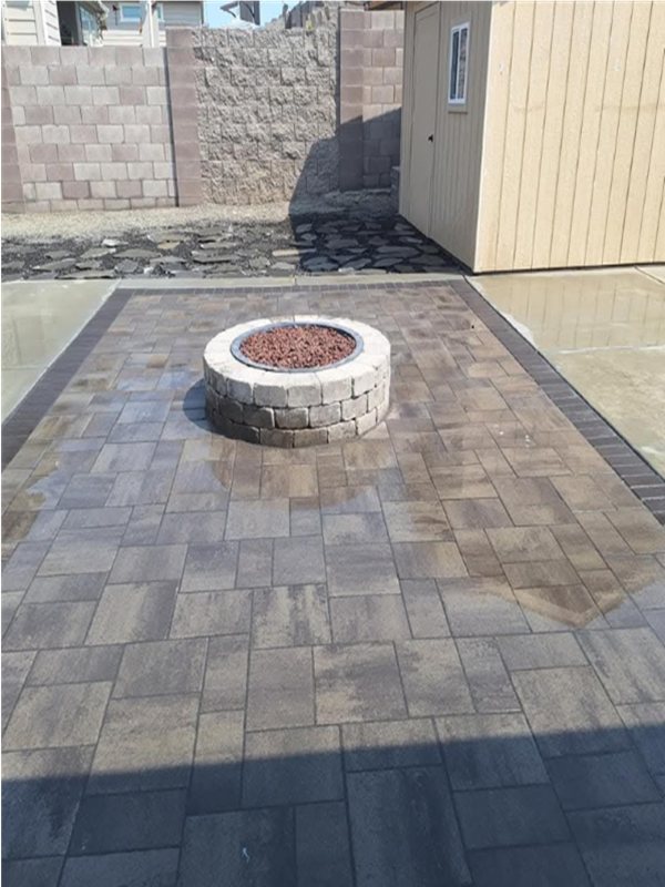 Stamped concrete patio installation